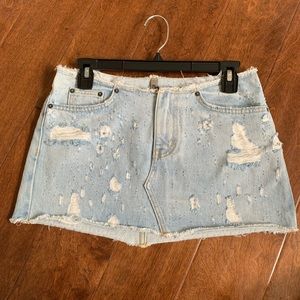 LF Carmar distressed denim skirt